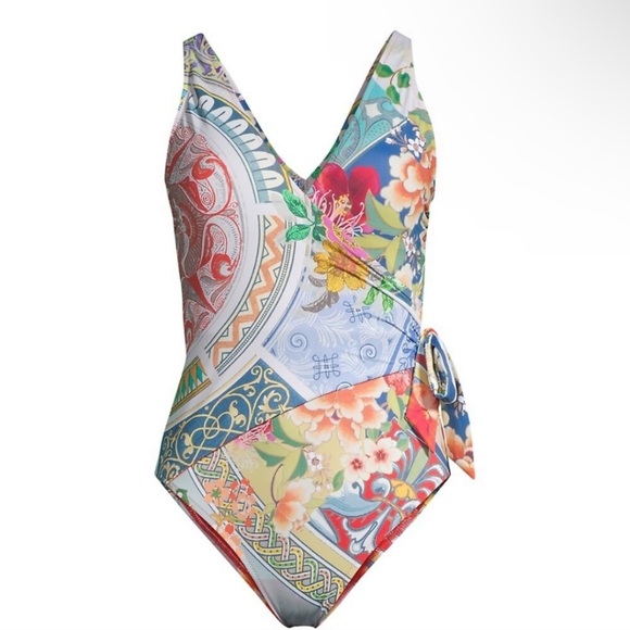 JOHNNY WAS California Mixi one piece swimsuit wrap style multicolor size XS - Picture 9 of 9